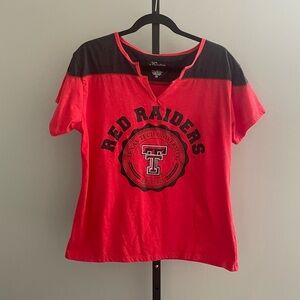 Klutch License Apparel Texas Tech Red and Black V Neck T-Shirt Size 1X